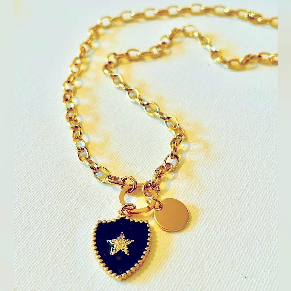 NEW gold plated choker, charm necklace choker, coin charm, women girls jewelry